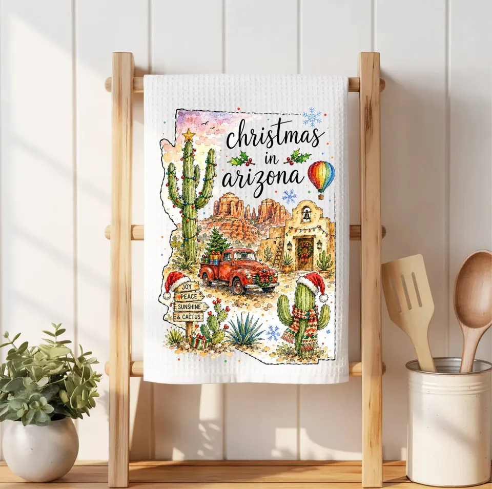 Avery Lane Gifts Christmas in Arizona håndklæde vaffel