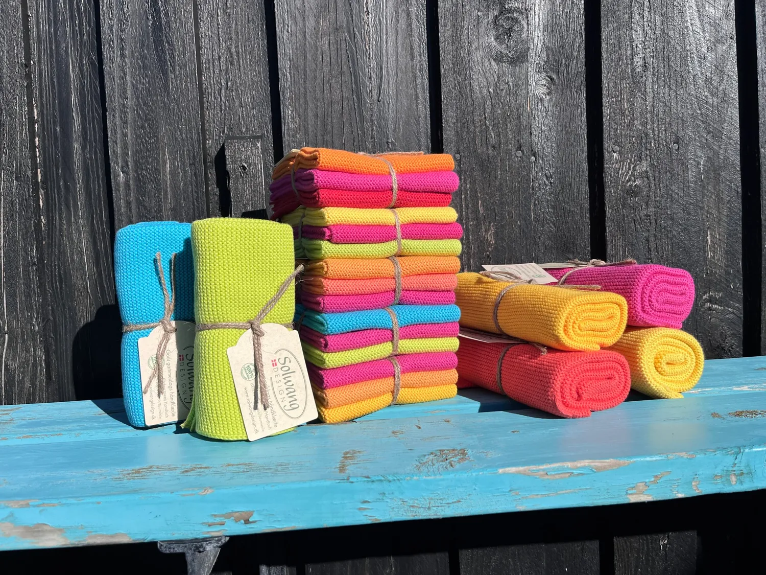Solwang karklude lime/pink/turkis 3 stk økologisk bomuld