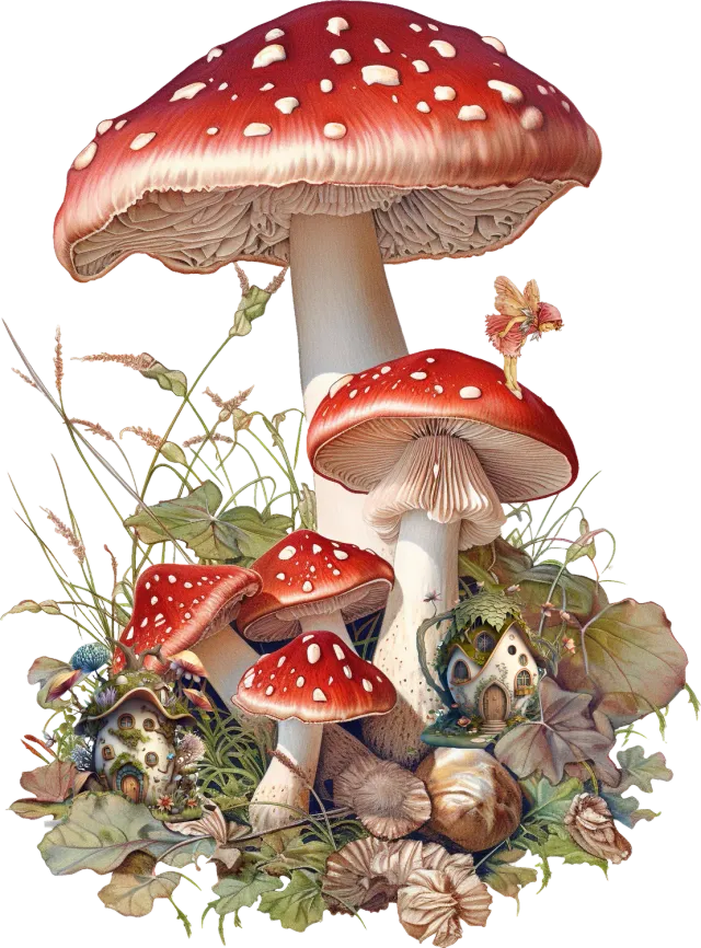 Avery Lane Gifts Mushrooms plakat rød hvid fe motiv