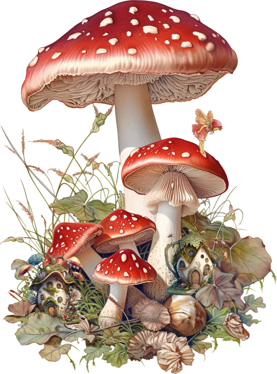 Avery Lane Gifts Mushrooms plakat rød hvid fe motiv