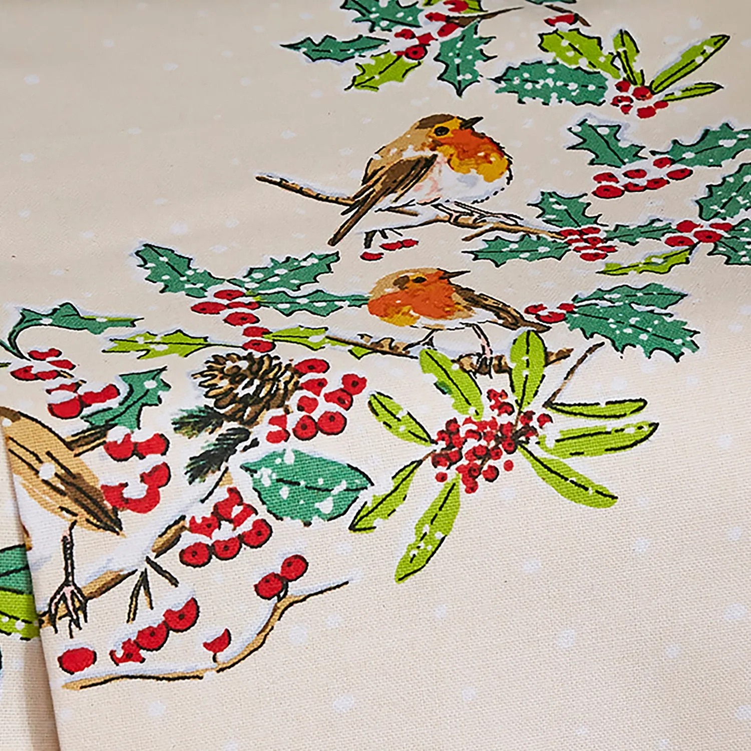 Ulster Weavers Christmas Robins viskestykke grøn