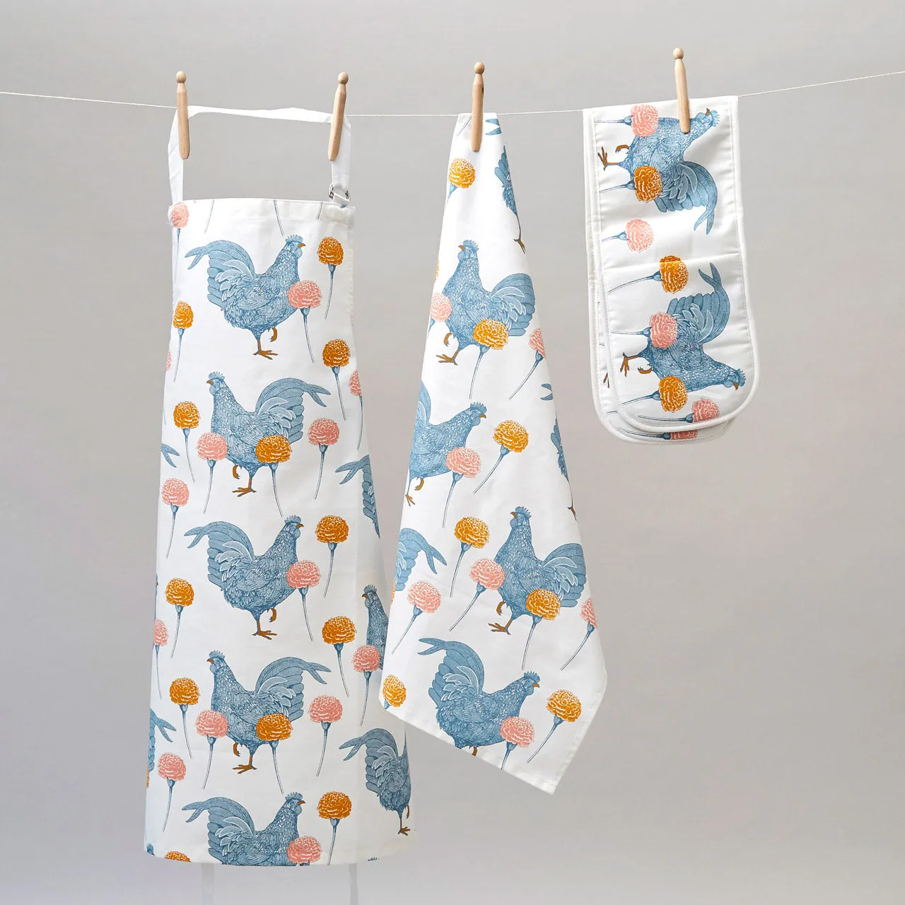 Thornback & Peel Chicken & Carnation viskestykke 47x77 bomuld
