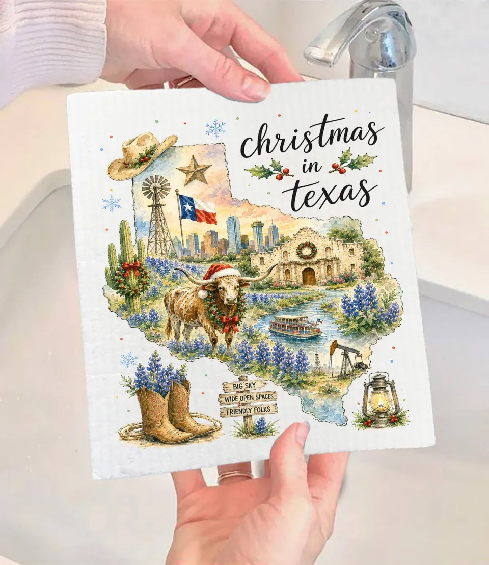 Avery Lane Gifts Christmas in Texas State Map karklud 17x20 cm