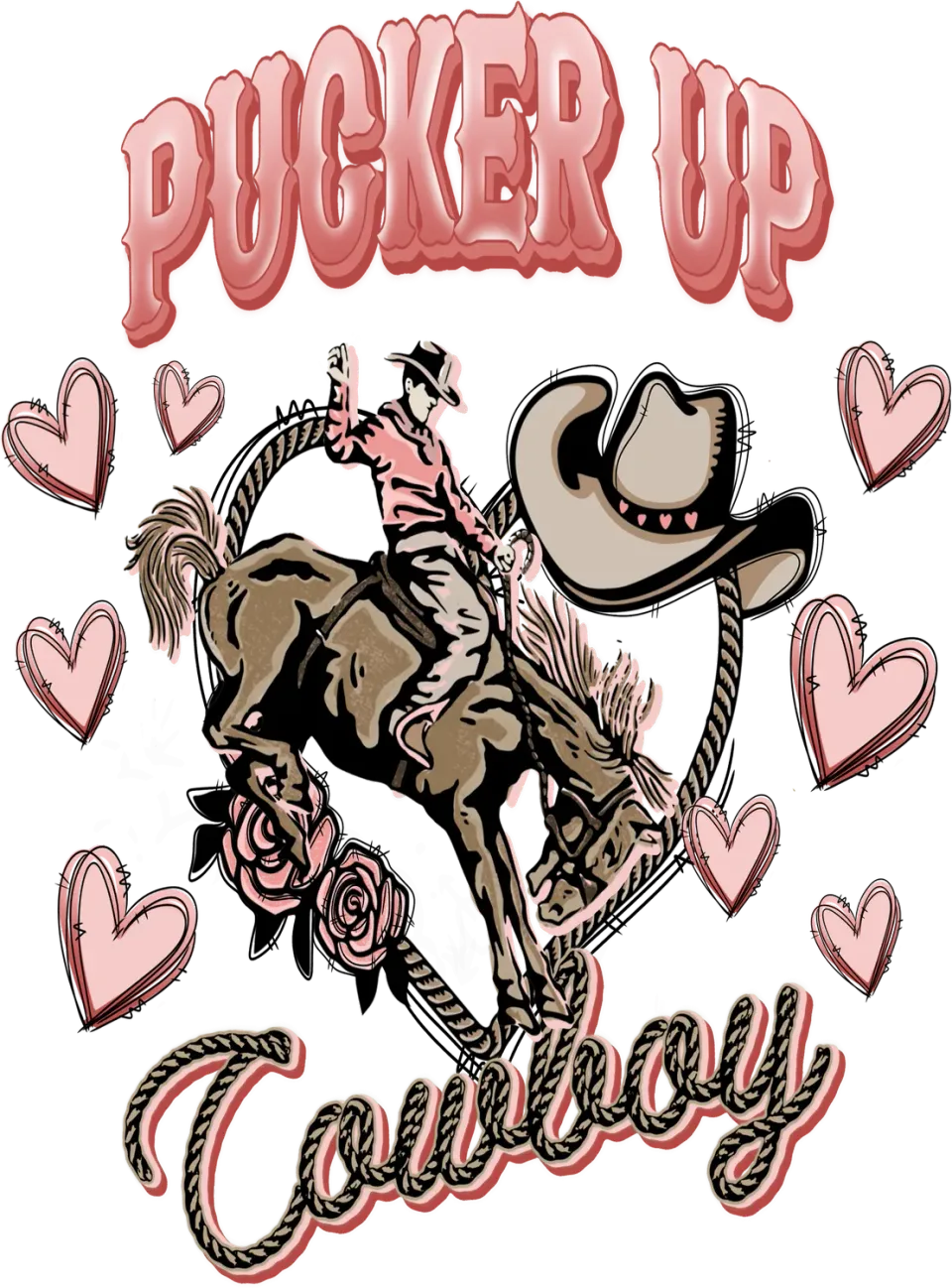 Avery Lane Gifts Valentine T-shirt bomuld cowboy hvid Large