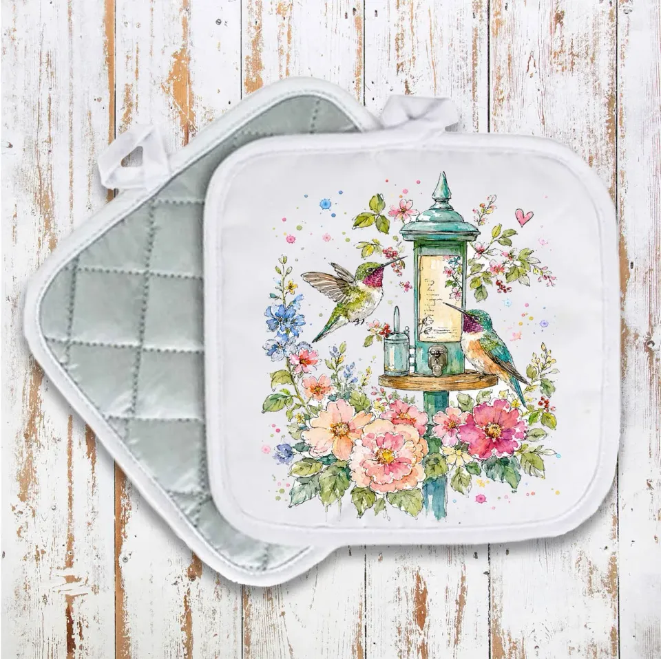Avery Lane Gifts Spring Flowers Hummingbirds grydelap