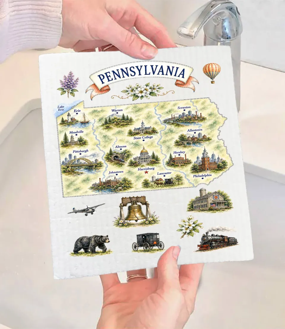 Avery Lane Gifts Pennsylvania State Map karklud 17x20 cm