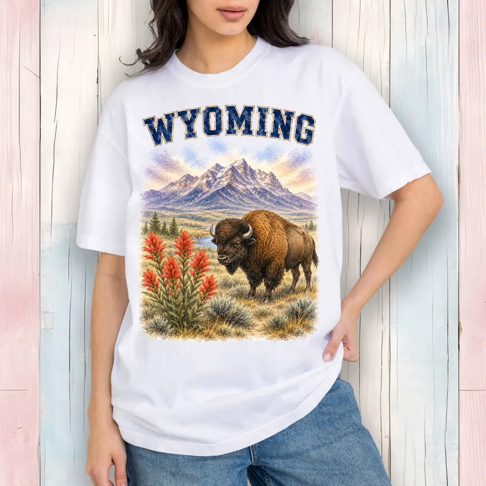 Avery Lane Gifts Wyoming State Bird T-shirt bomuld hvid Large