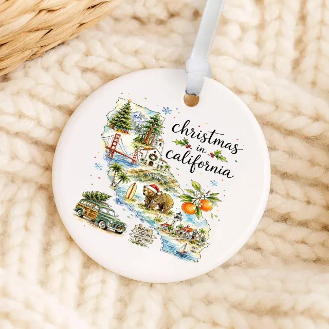 Avery Lane Gifts California juleornament porcelæn 7,6cm