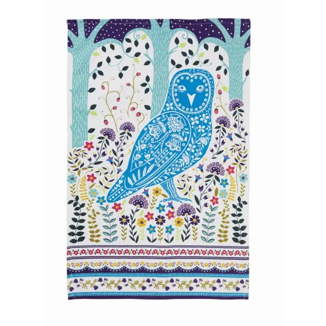 Ulster Weavers Woodland Owl viskestykke blå bomuld
