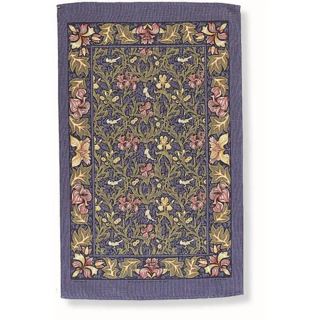 Ulster Weavers Birds & Iris viskestykke blå bomuld