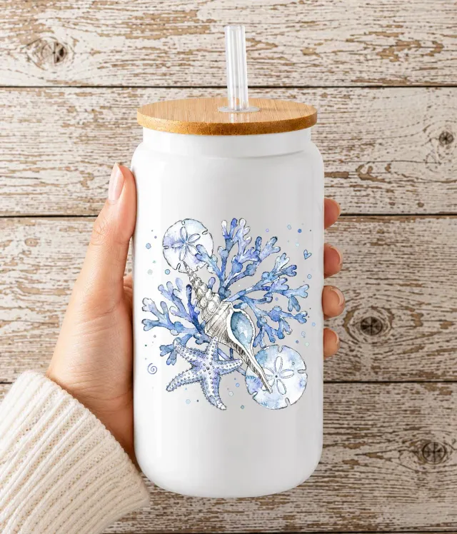 Avery Lane Gifts Coastal Blue Sand Dollar drikkeglas 475 ml