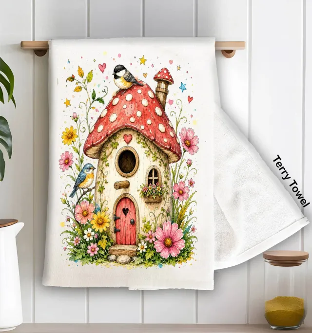 Avery Lane Gifts Mushroom Birdhouse Køkkenhåndklæde bomuld