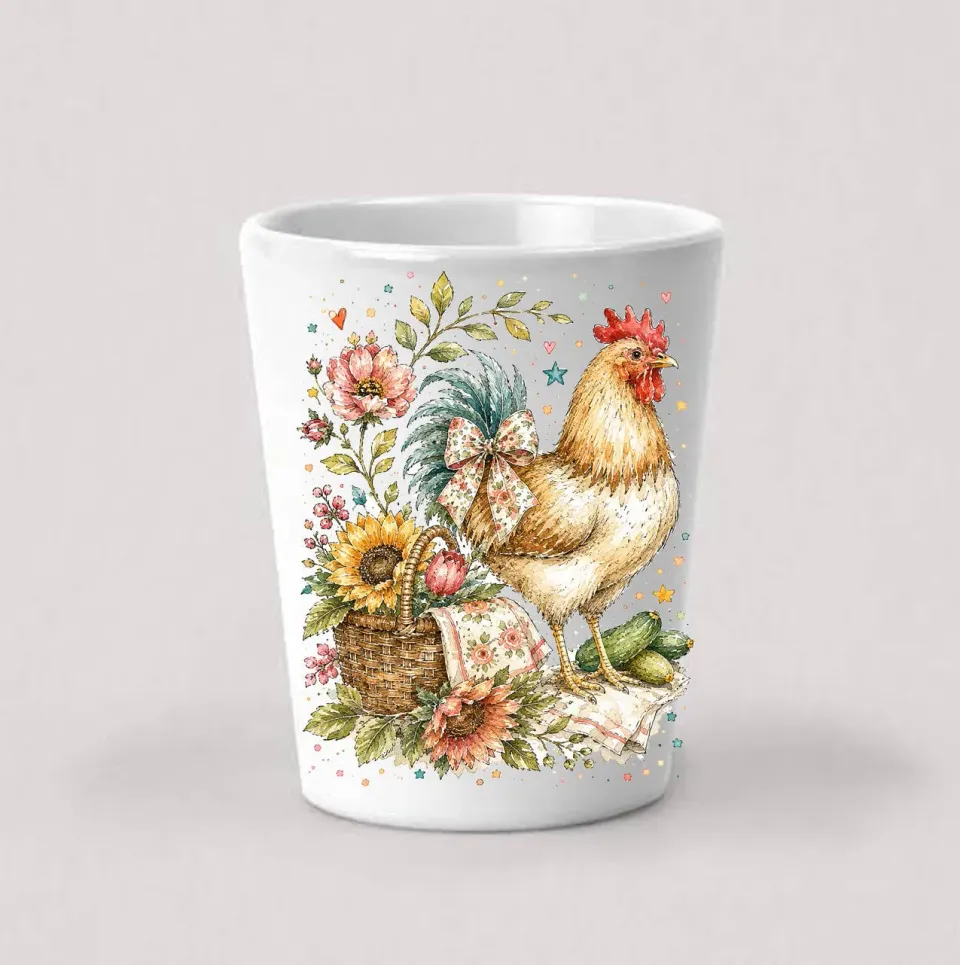 Avery Lane Gifts Country Hen shotglas keramik blomster