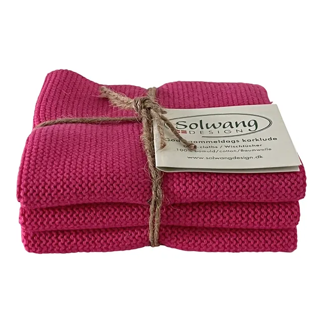 Solwang karklud pink strikket økologisk 3 stk