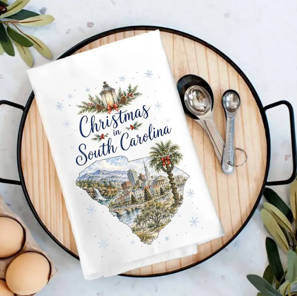Avery Lane Gifts Christmas South Carolina viskestykke bomuld 69x69 cm