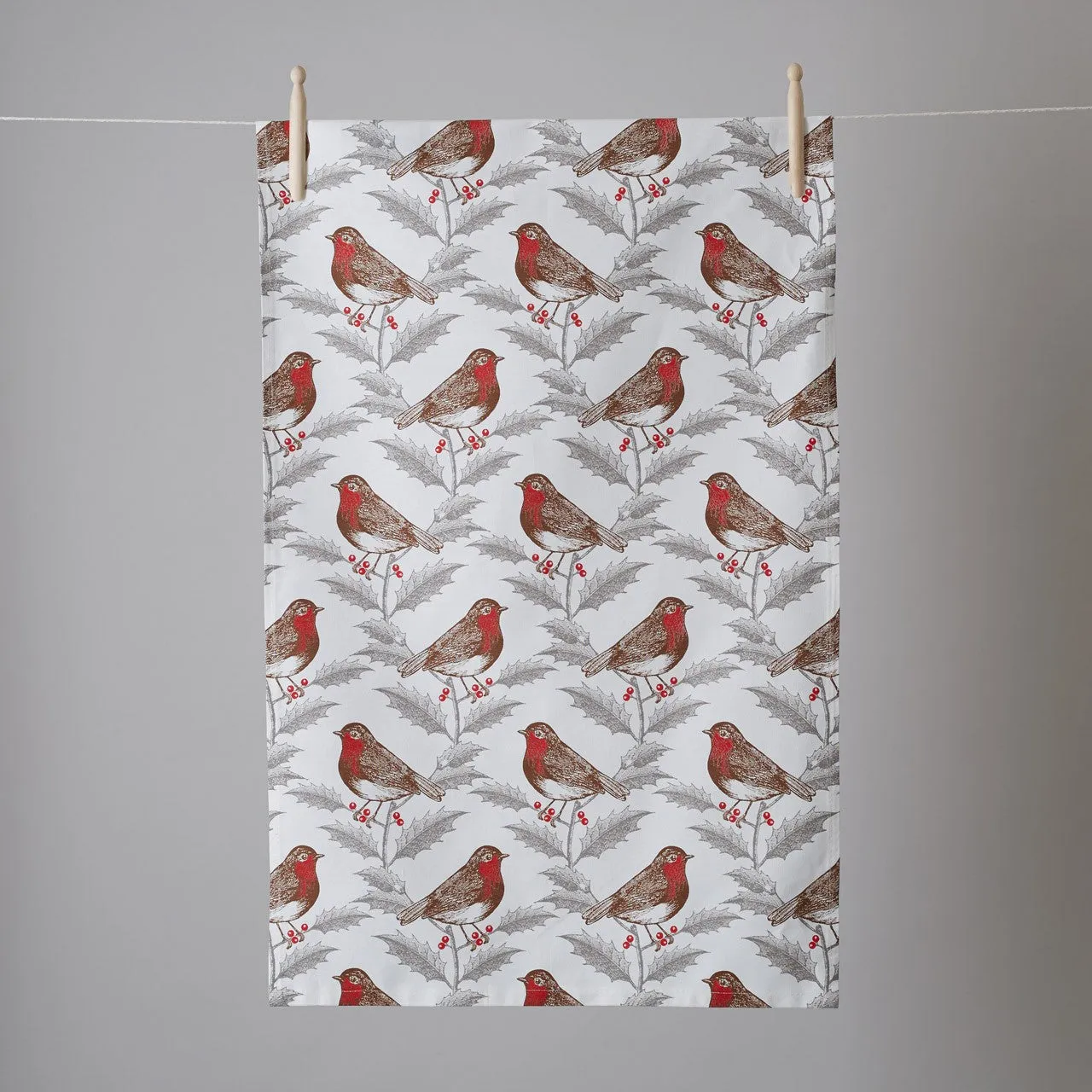 Thornback & Peel Robin & Holly viskestykke 47x77 cm hvid