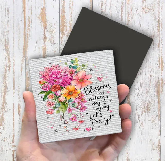 Avery Lane Gifts Blossom Lets Party Flowers køleskabsmagnet 10x10 cm