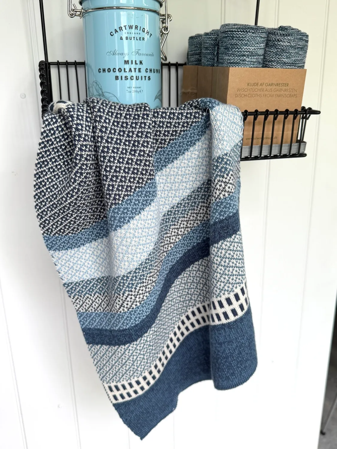 Solwang Restgarn jacquard håndklæde dueblå