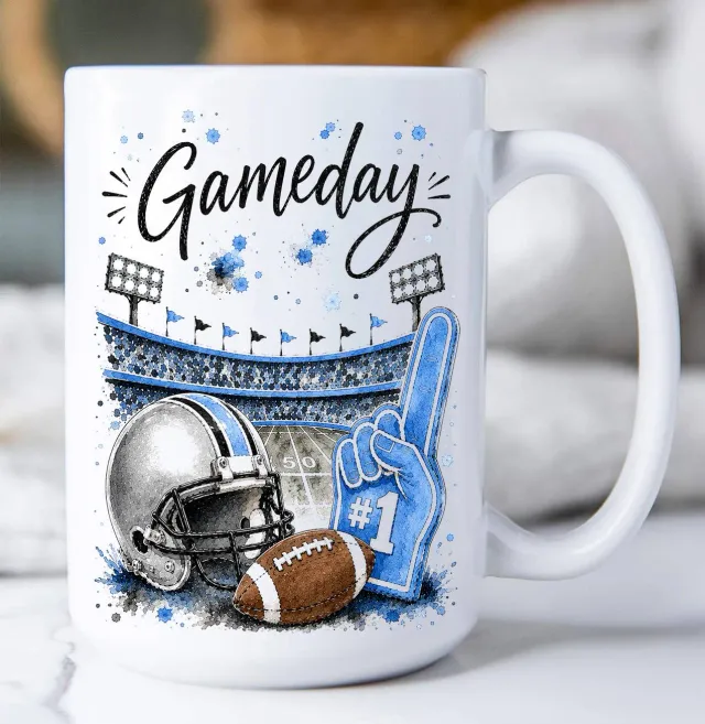 Avery Lane Gifts Gameday krus keramik 443 ml sølv blå