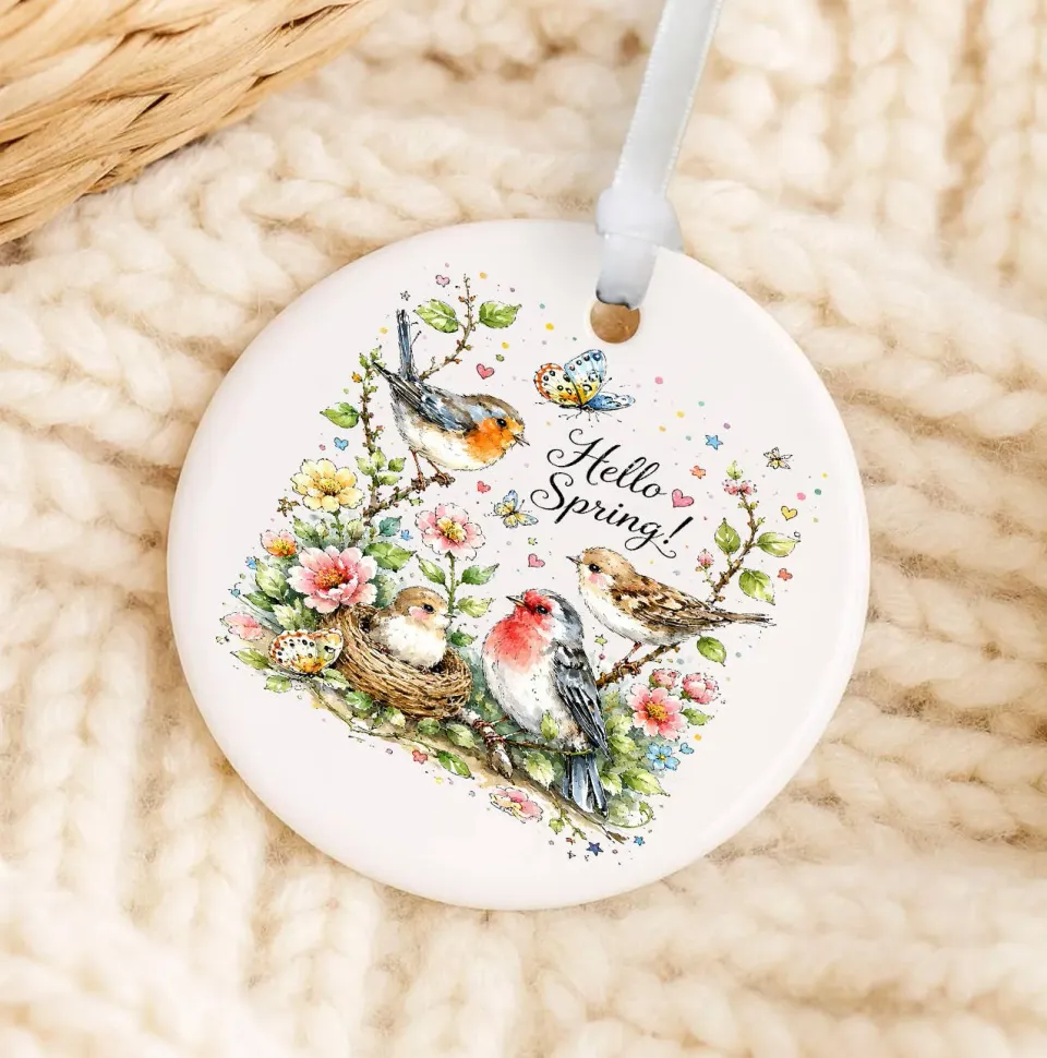 Avery Lane Gifts Hello Spring ornament porcelæn 7,6 cm