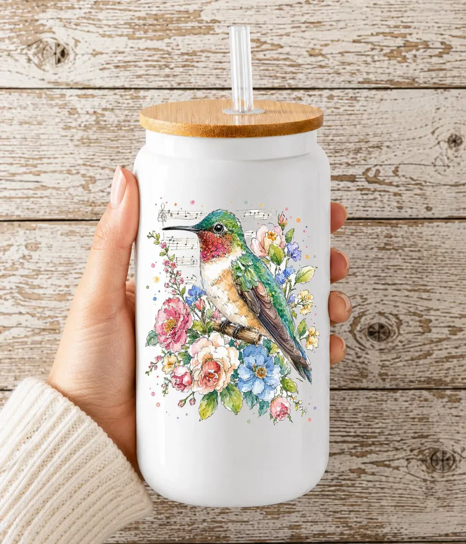 Avery Lane Gifts Spring Flowers Hummingbirds glas med låg 473 ml