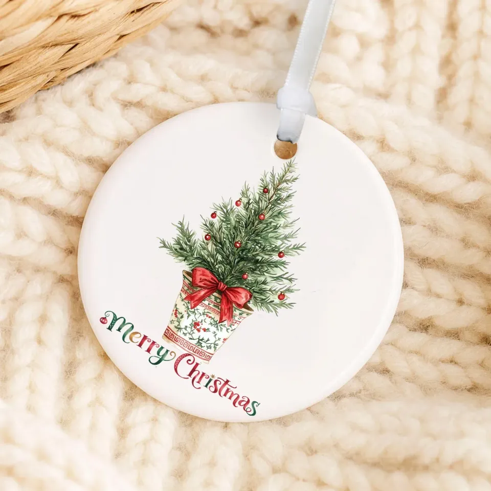 Avery Lane Gifts Christmas Watercolor julepynt porcelæn