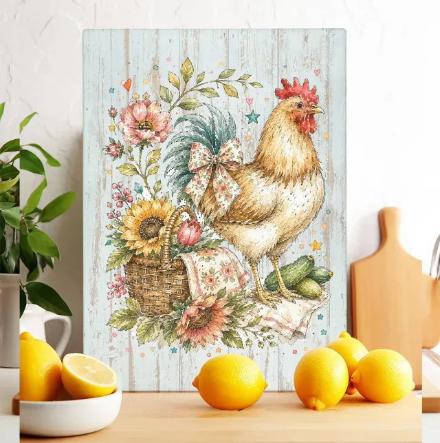 Avery Lane Gifts Country Hen skærebræt glas 28x38 cm