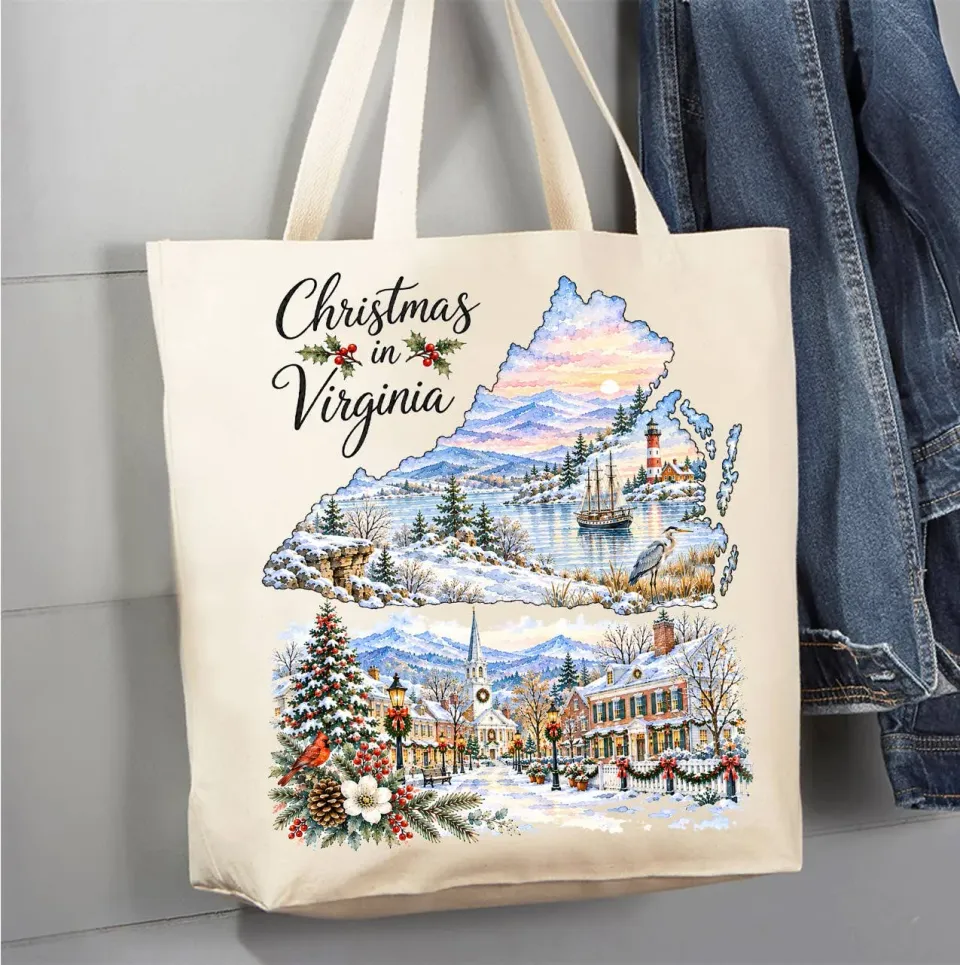 Avery Lane Gifts Christmas in Virginia State Map mulepose bomuld