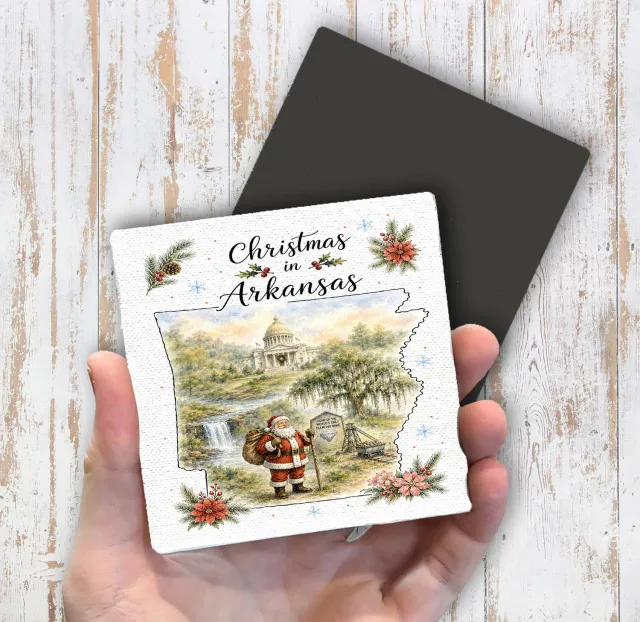 Avery Lane Gifts Christmas in Arkansas State Map magnet 10x10 cm