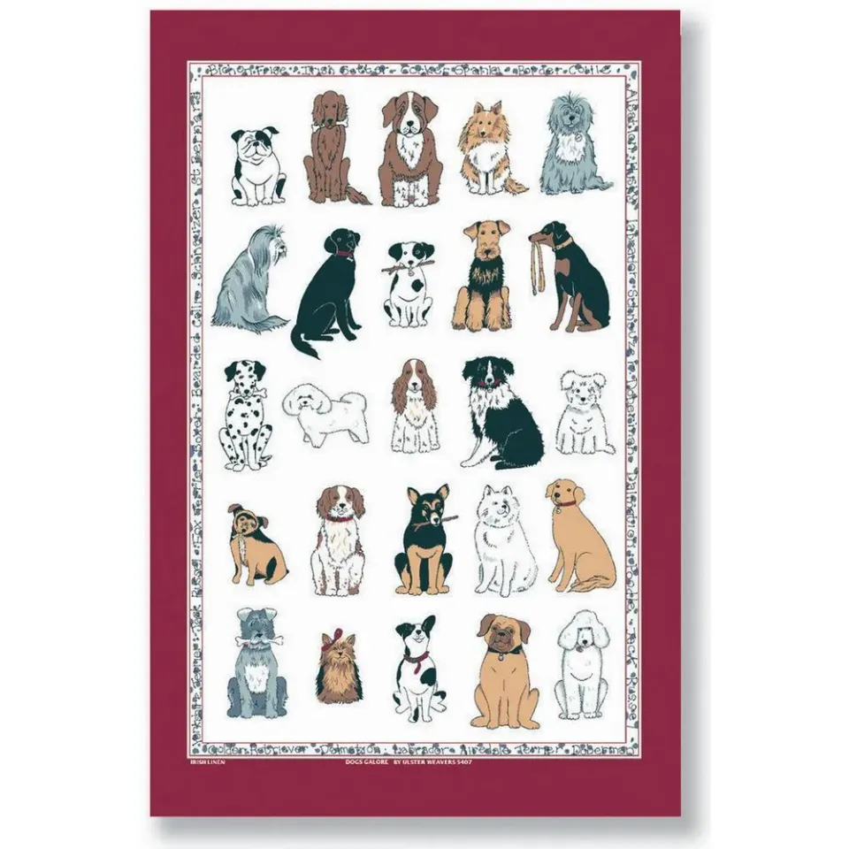 Ulster Weavers Dogs Galore viskestykke bomuld rød