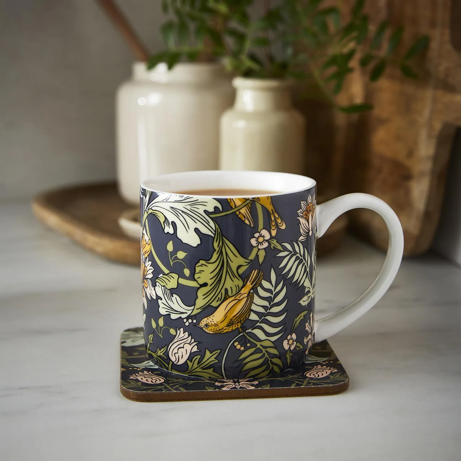 Ulster Weavers Finch & Flower krus benporcelæn navy