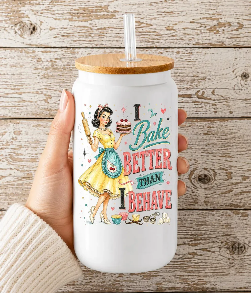 Avery Lane Gifts I Bake Better glas 473 ml med låg