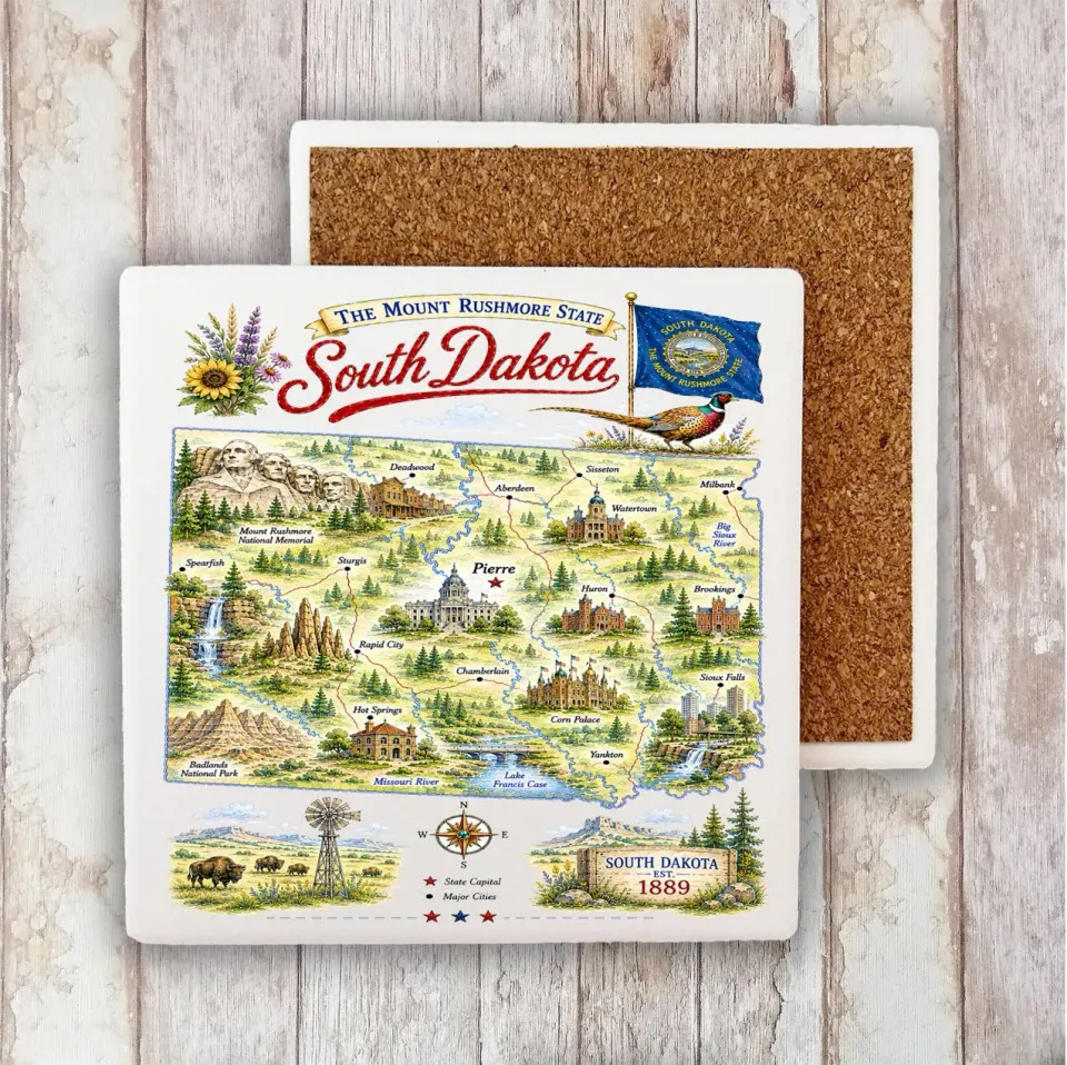 Avery Lane Gifts South Dakota bordskåner sten 10x10 cm