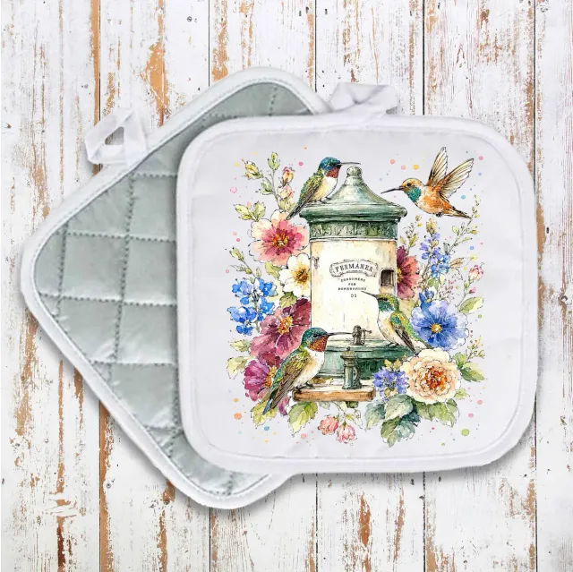 Avery Lane Gifts Spring Hummingbirds Feeder grydelap 20x20