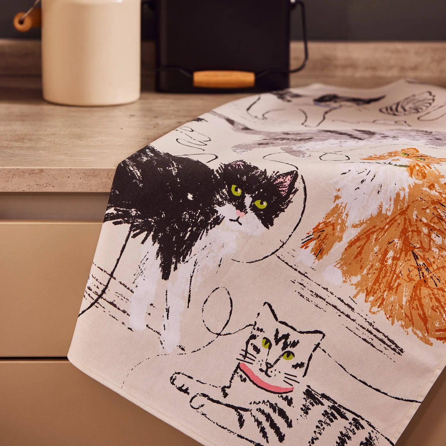 Ulster Weavers Feline Friends viskestykke grå katte