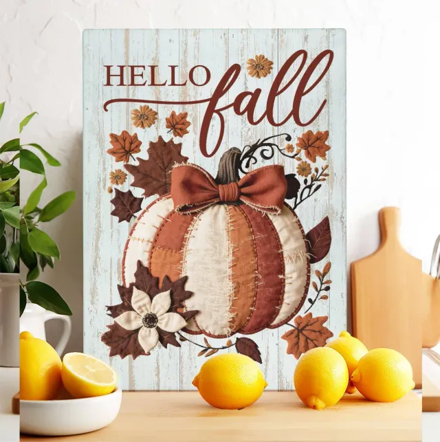 Avery Lane Gifts Hello Fall Pumpkin skærebræt glas 20x28