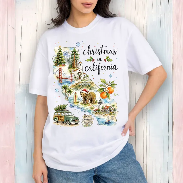 Avery Lane Gifts Christmas in California T-shirt hvid bomuld