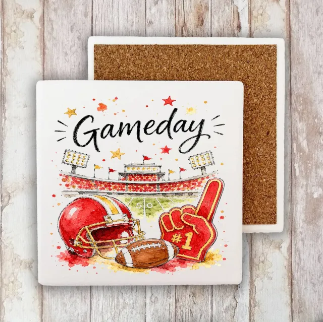 Avery Lane Gifts Gameday Football bordskåner sten guld rød 10cm