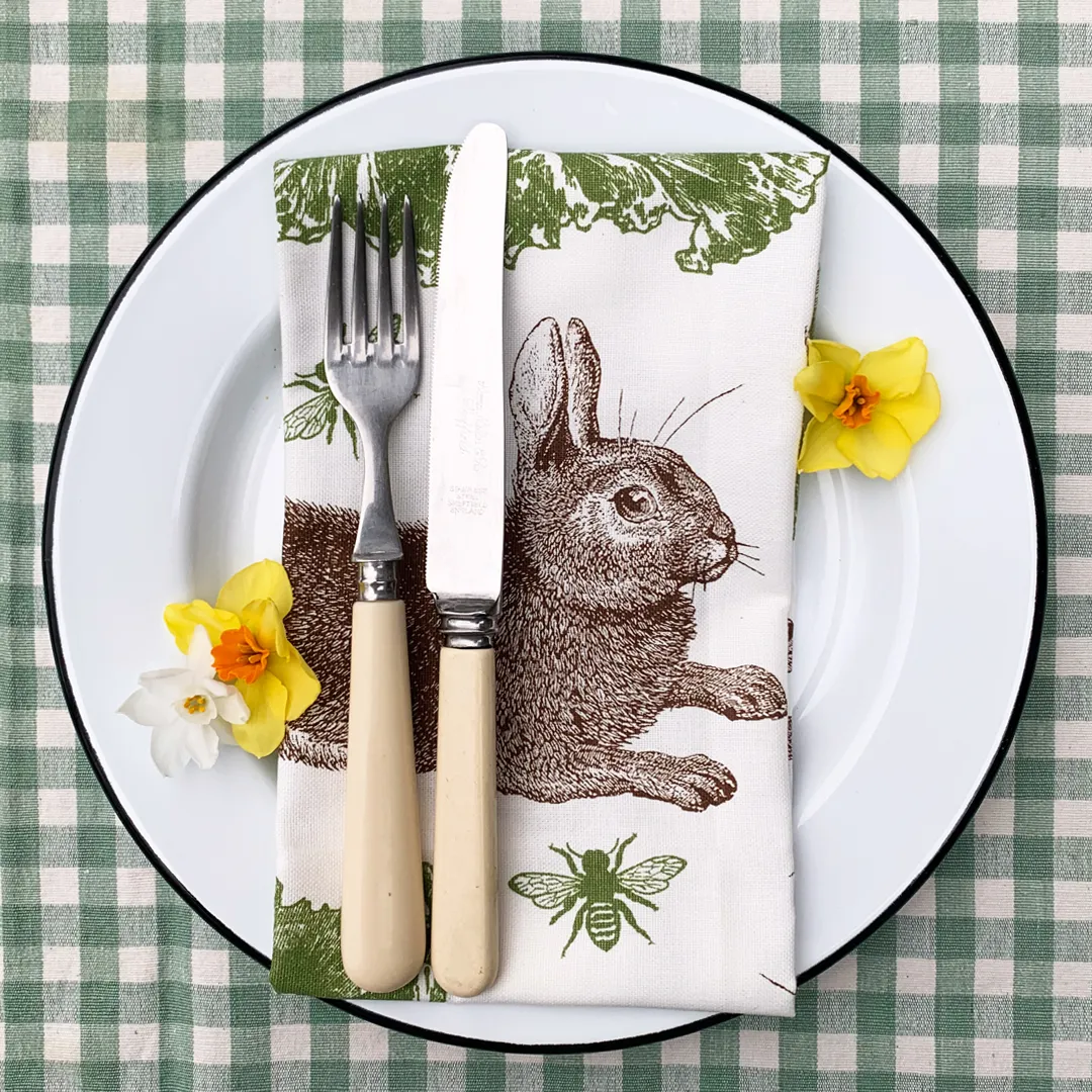 Thornback & Peel Rabbit & Cabbage stofserviet 45x45 bomuld