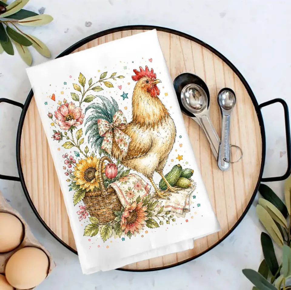 Avery Lane Country Hen viskestykke 68x68 cm 100% bomuld