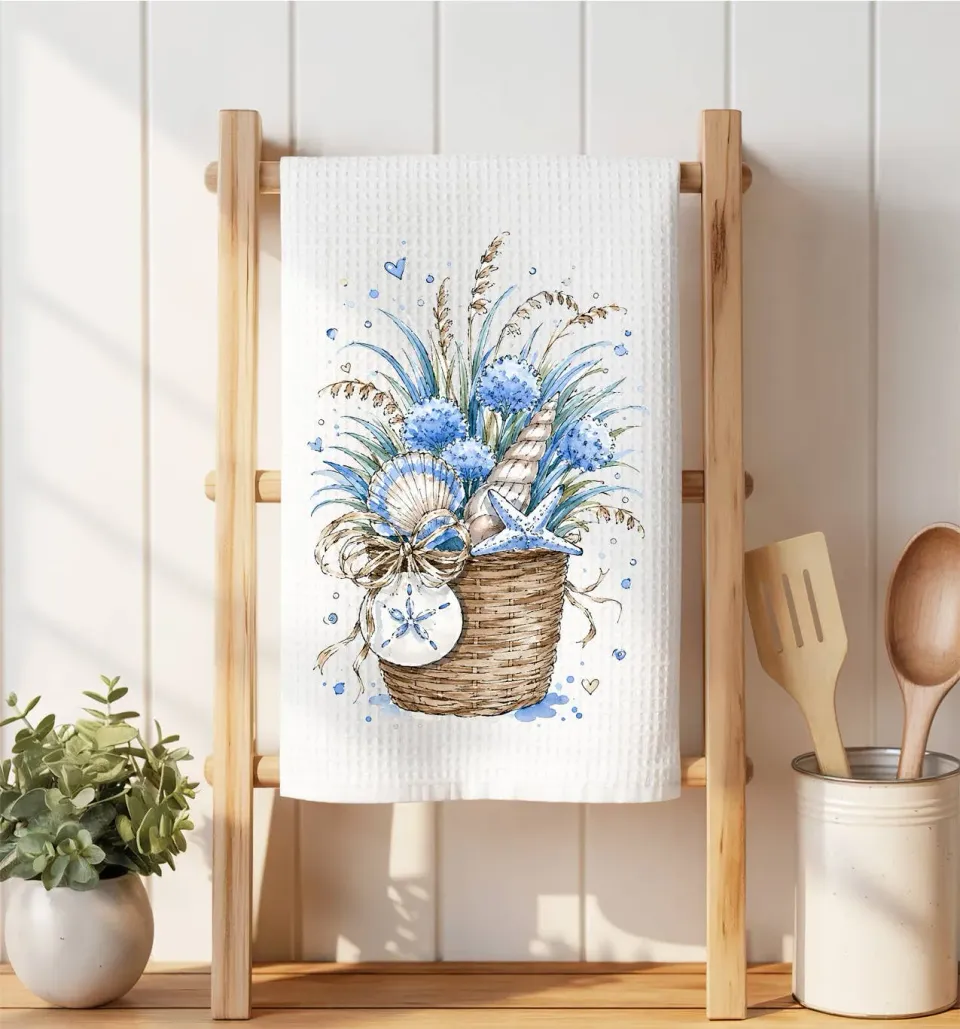 Avery Lane Gifts Coastal Blue viskestykke muslinger 41x36 cm