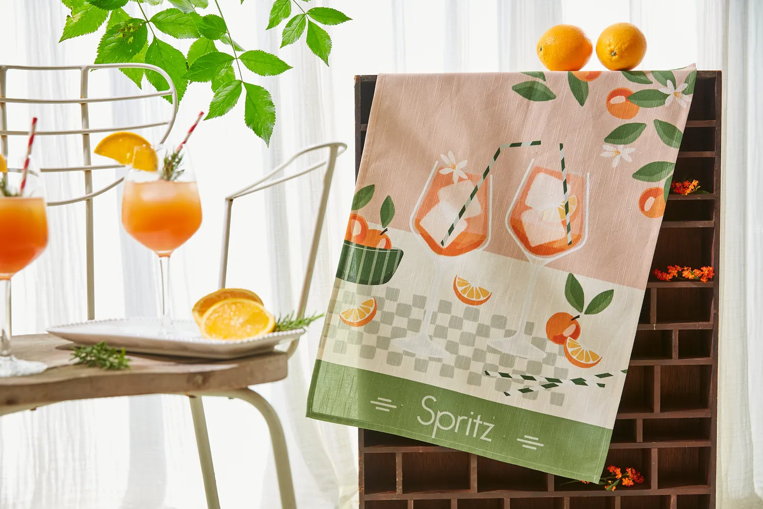 Coucke Spritz viskestykke rosa bomuld-hør 50x75