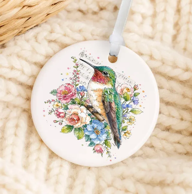 Avery Lane Spring Flowers Hummingbirds ornament 7,6 cm porcelæn