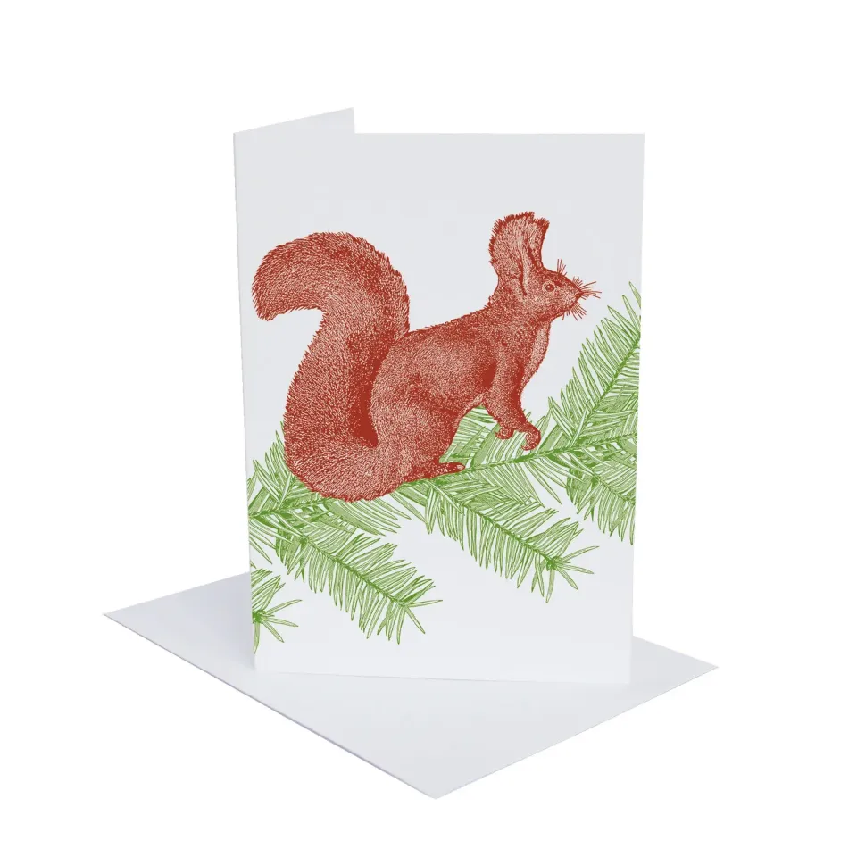 Thornback & Peel Squirrel & Spruce julekort med konvolut