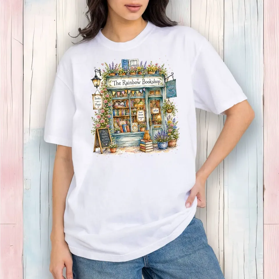 Avery Lane Gifts Whimsical Bookstore t-shirt hvid bomuld S