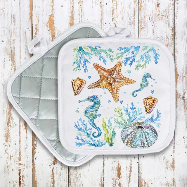 Avery Lane Gifts Coastal Blue grydelap 20 cm søhest bomuld