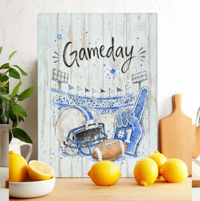 Avery Lane Gifts Gameday Football Silver skærebræt glas 20x28