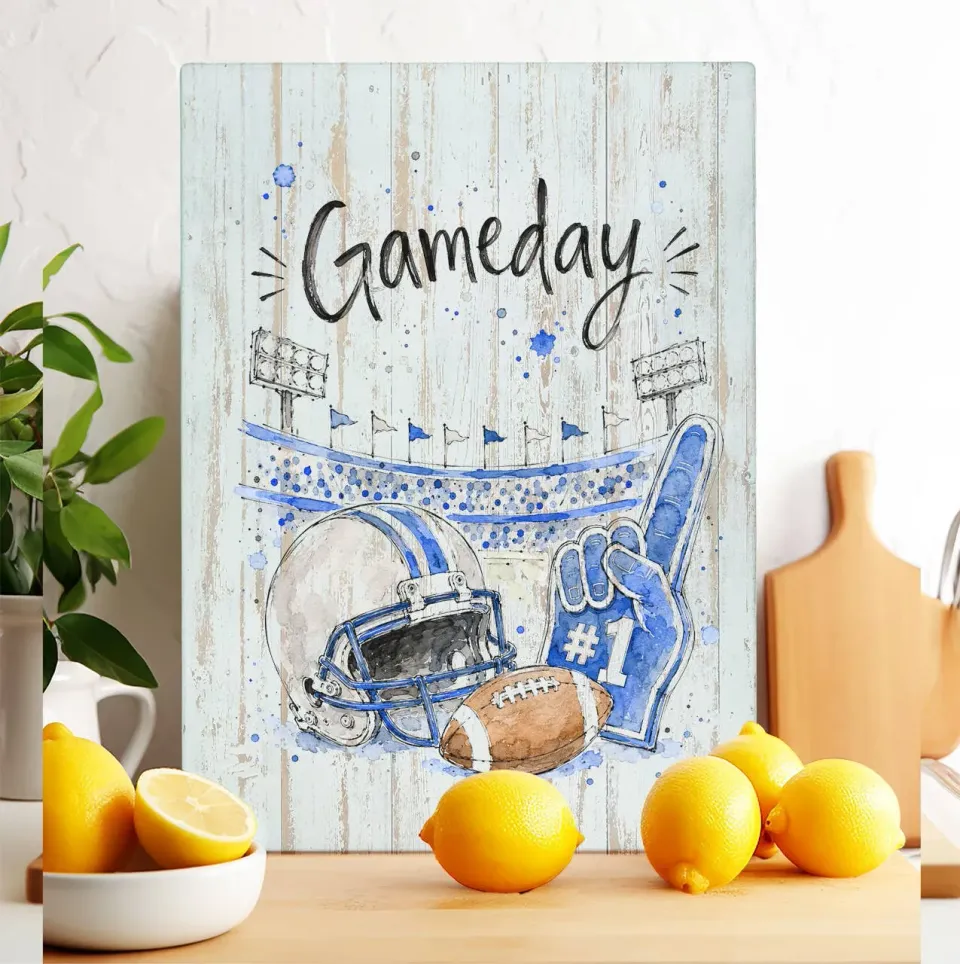 Avery Lane Gifts Gameday Football Silver skærebræt glas 20x28