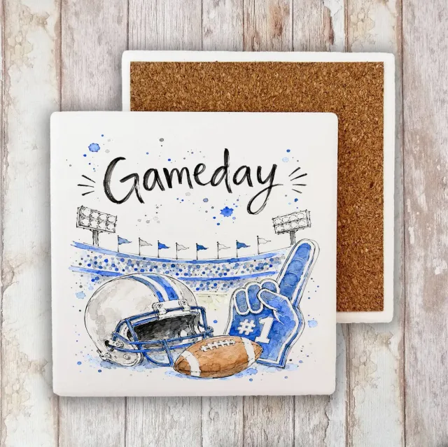 Avery Lane Gifts Gameday Football bordskåner sten sølv blå