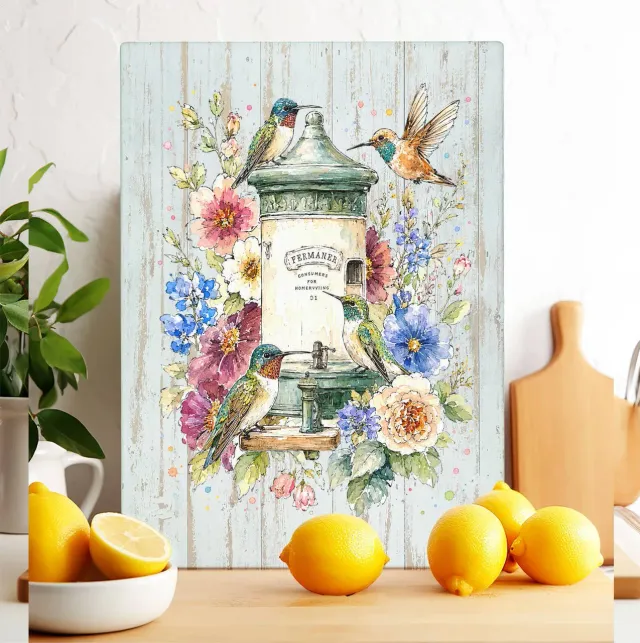 Avery Lane Gifts Hummingbirds skærebræt glas 28x38 cm stort